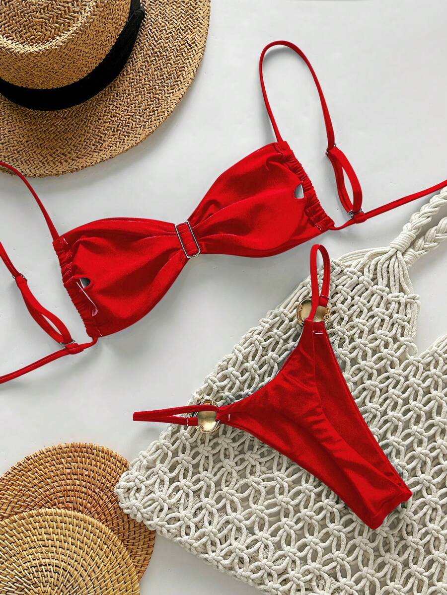 Biquíni Feminino Zafirabeach Bege com Alça Fina
