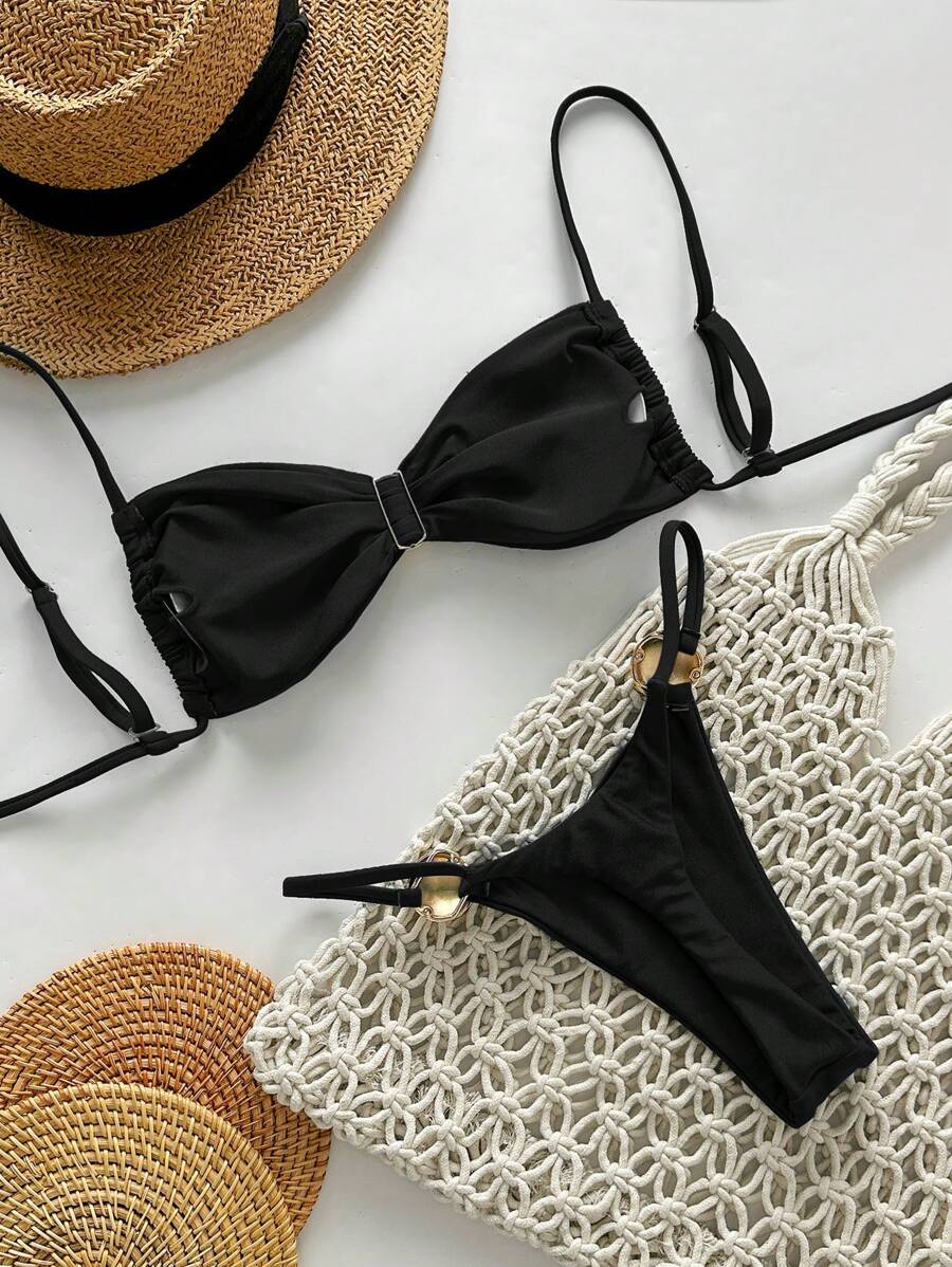 Biquíni Feminino Zafirabeach Bege com Alça Fina