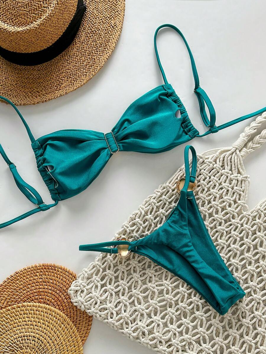 Biquíni Feminino Zafirabeach Bege com Alça Fina