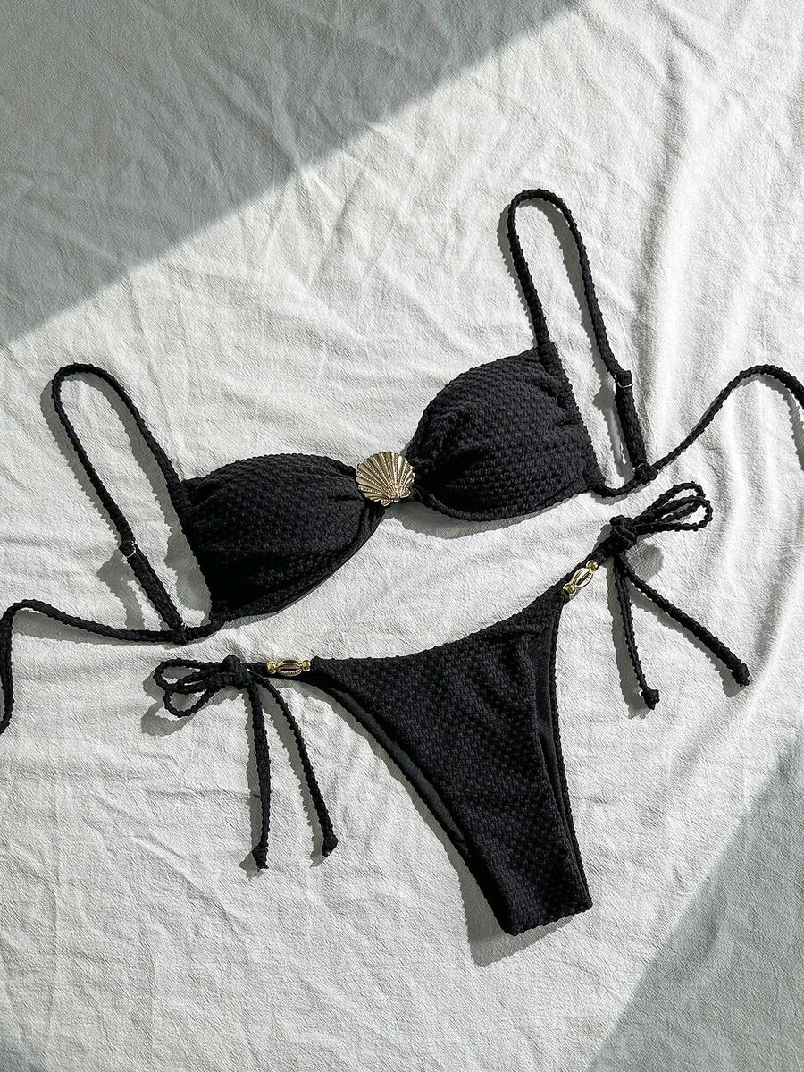 Biquíni Feminino Zafirabeach Bege com Alças Finas