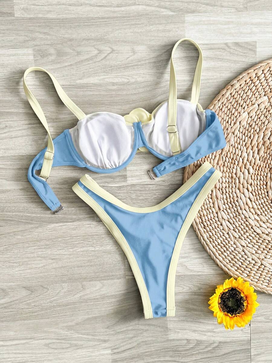 Biquíni Feminino Zafirabeach Preto e Branco com Alça Grossa