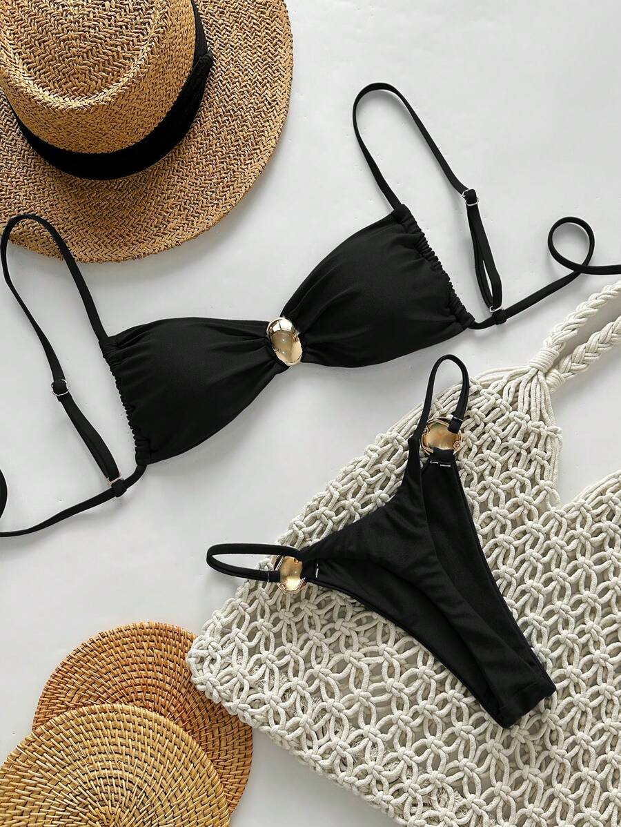 Biquíni Feminino Zafirabeach Bege com Alça Fina