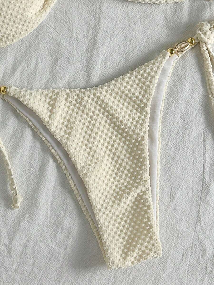 Biquíni Feminino Zafirabeach Bege com Alças Finas