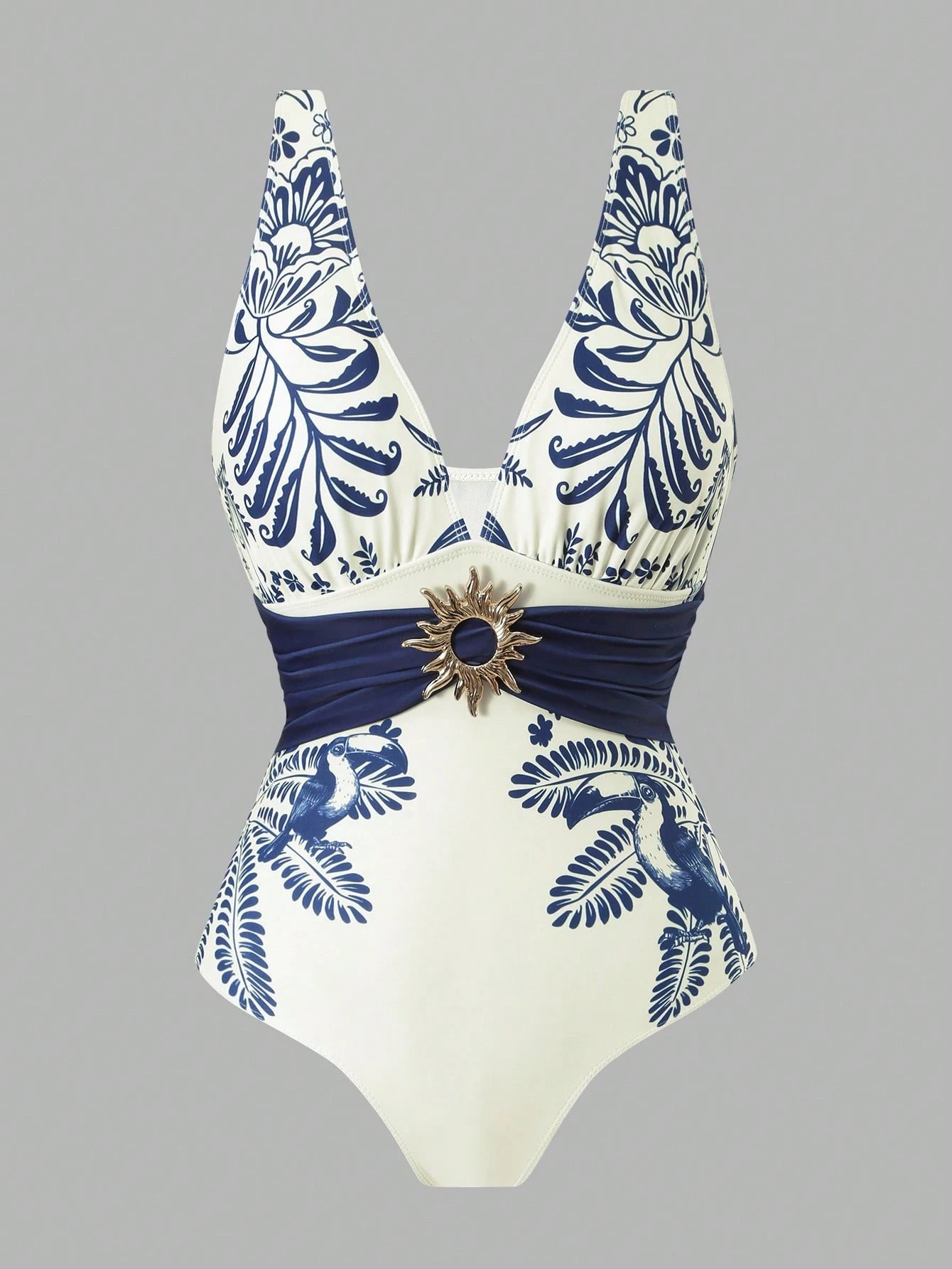 Maiô 3 Peças Zafirabeach Estampa Tropical com Saia